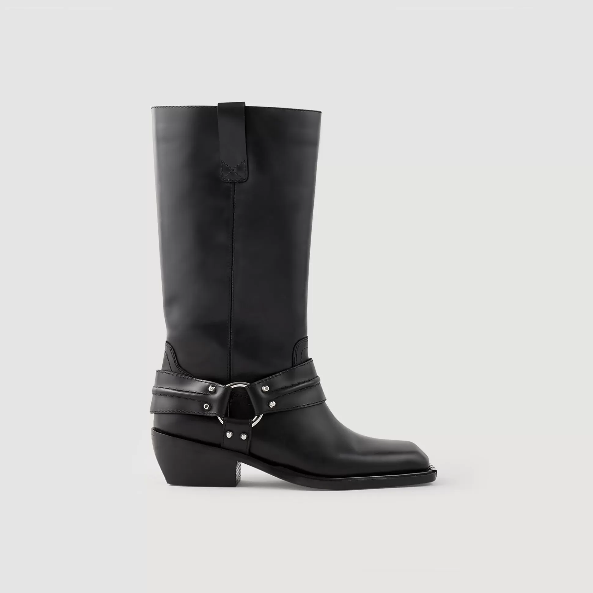 Mujer Sandro Paris Botines<Botas Biker De Cuero