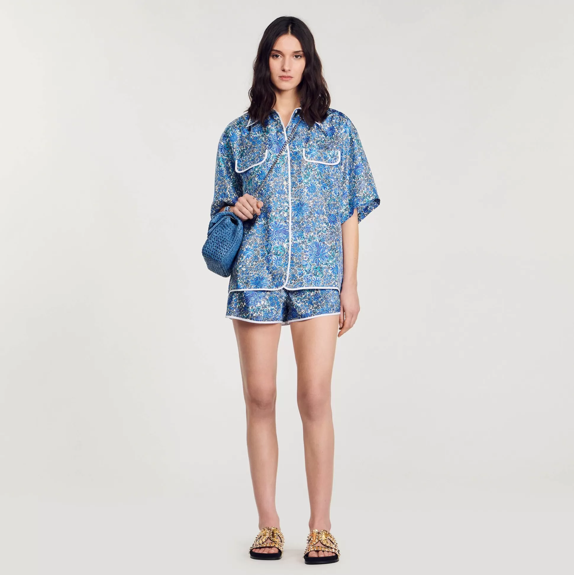 Mujer Sandro Paris Conjuntos<Camisa Ancha De Seda Con Flores