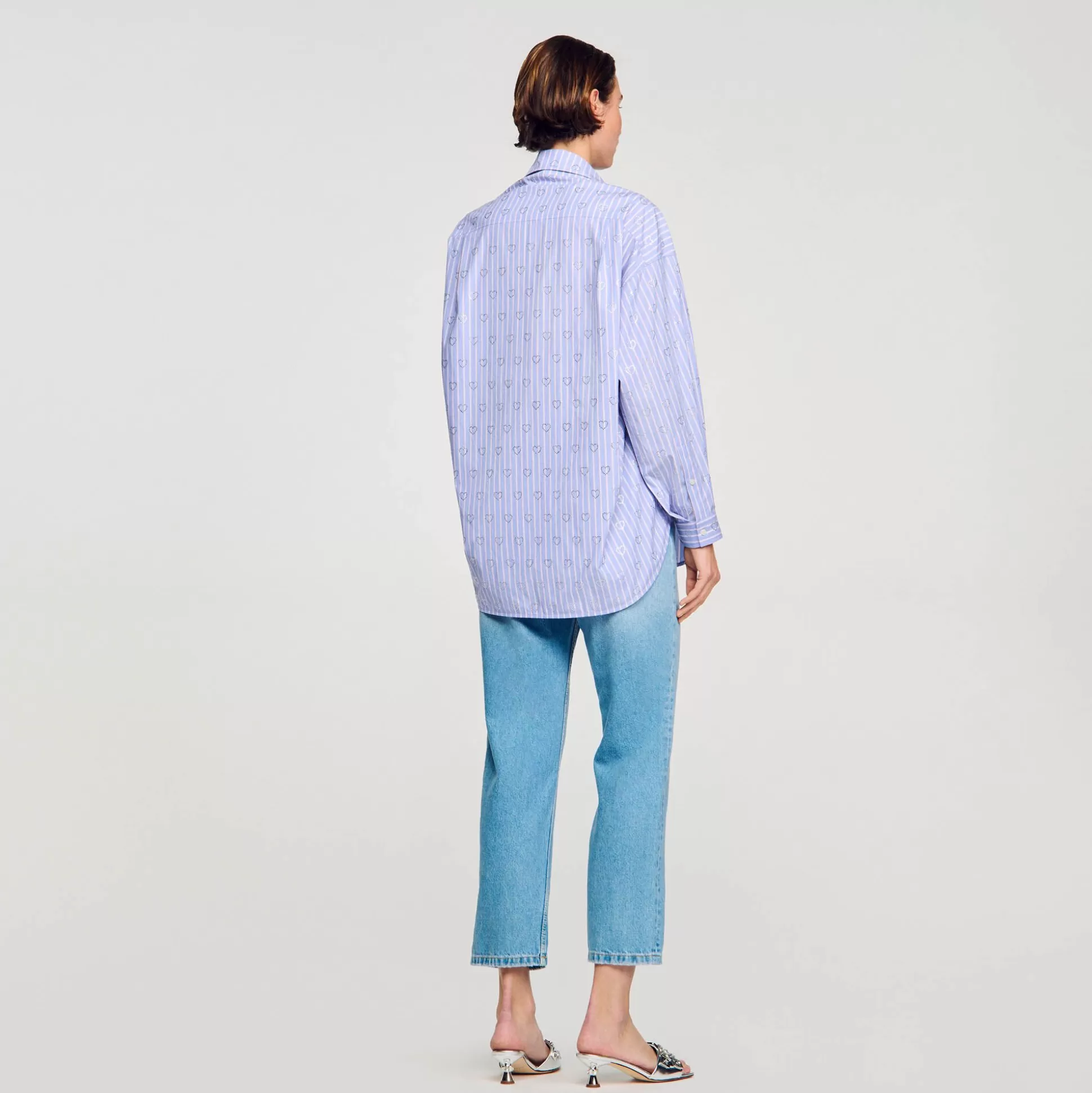 Mujer Sandro Paris Tops & Camisas<Camisa Decorada Con Corazones De Strass