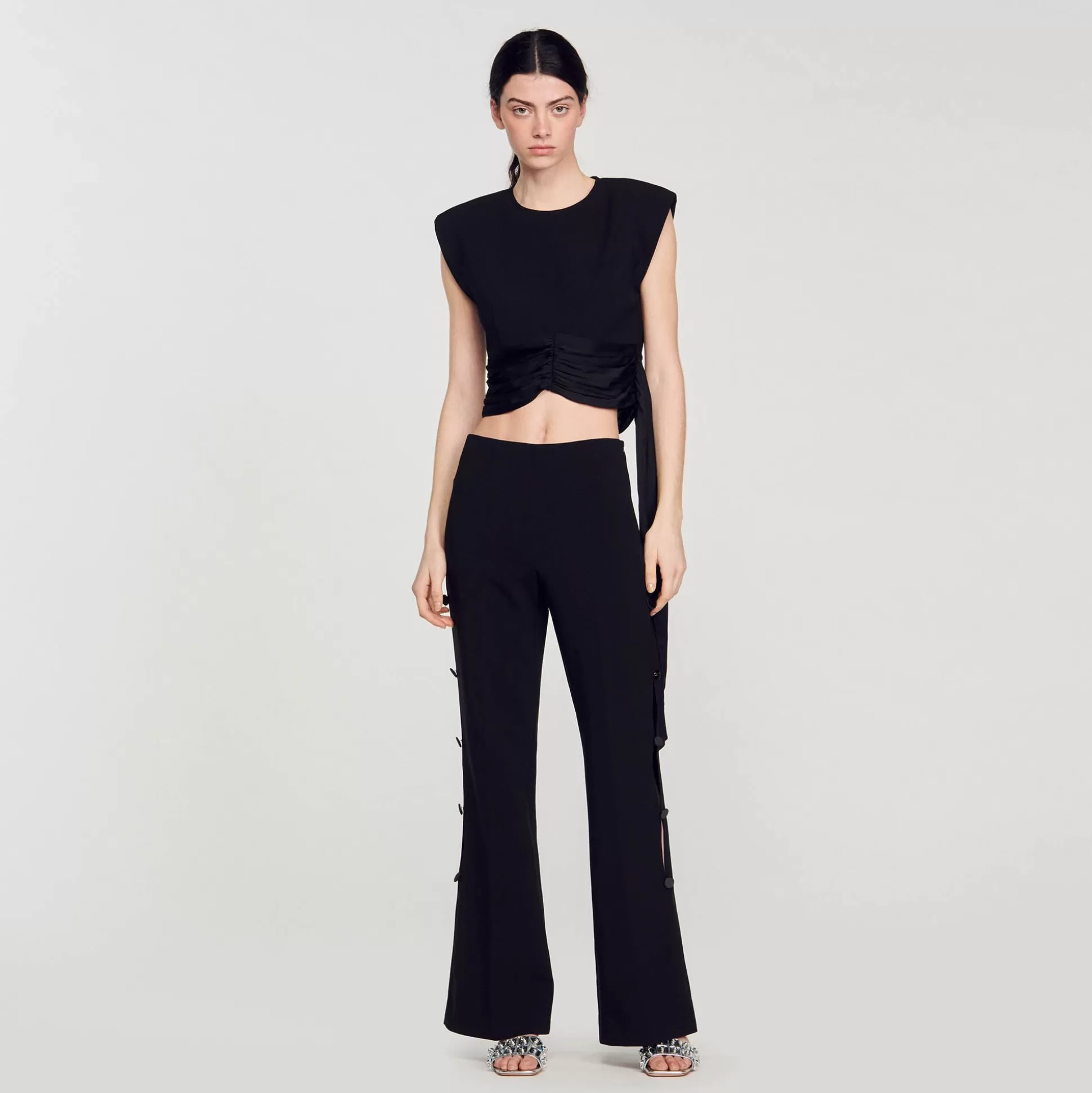 Mujer Sandro Paris Conjuntos<Pantalon Acampanado Calado En El Lateral