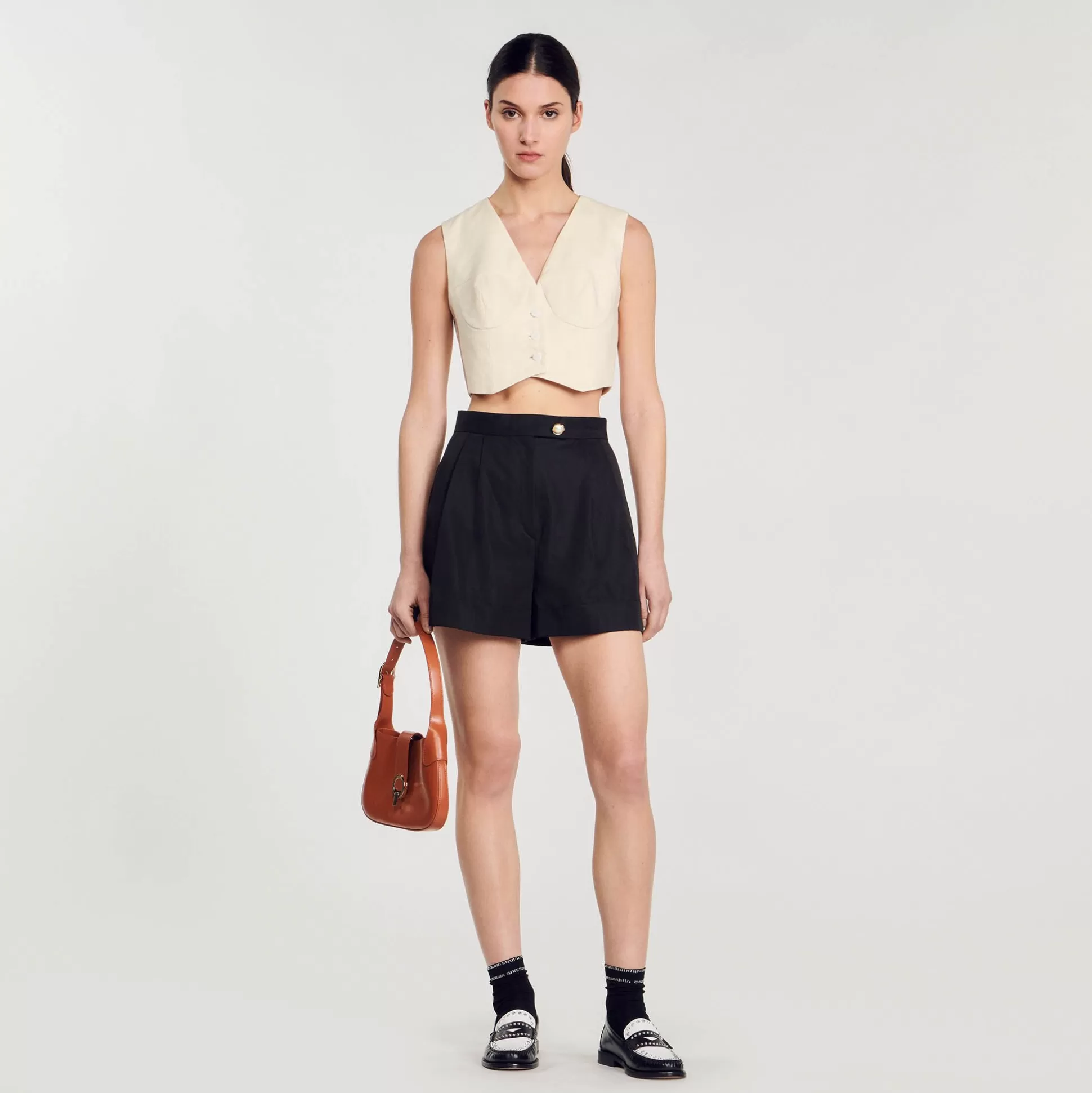 Mujer Sandro Paris Faldas & Shorts<Pantalon Corto De Gabardina