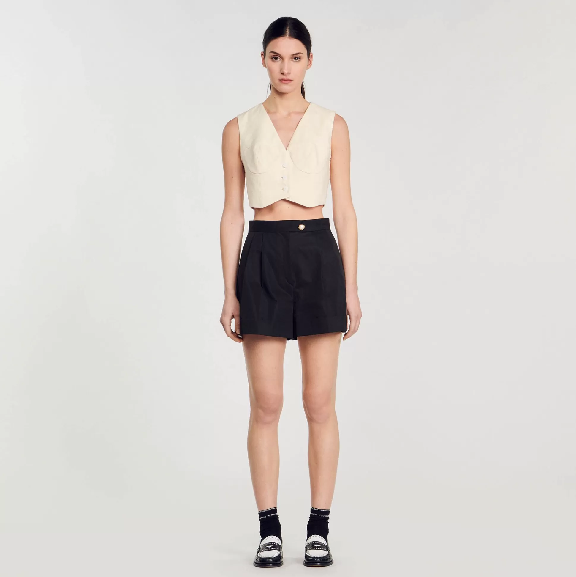 Mujer Sandro Paris Faldas & Shorts<Pantalon Corto De Gabardina