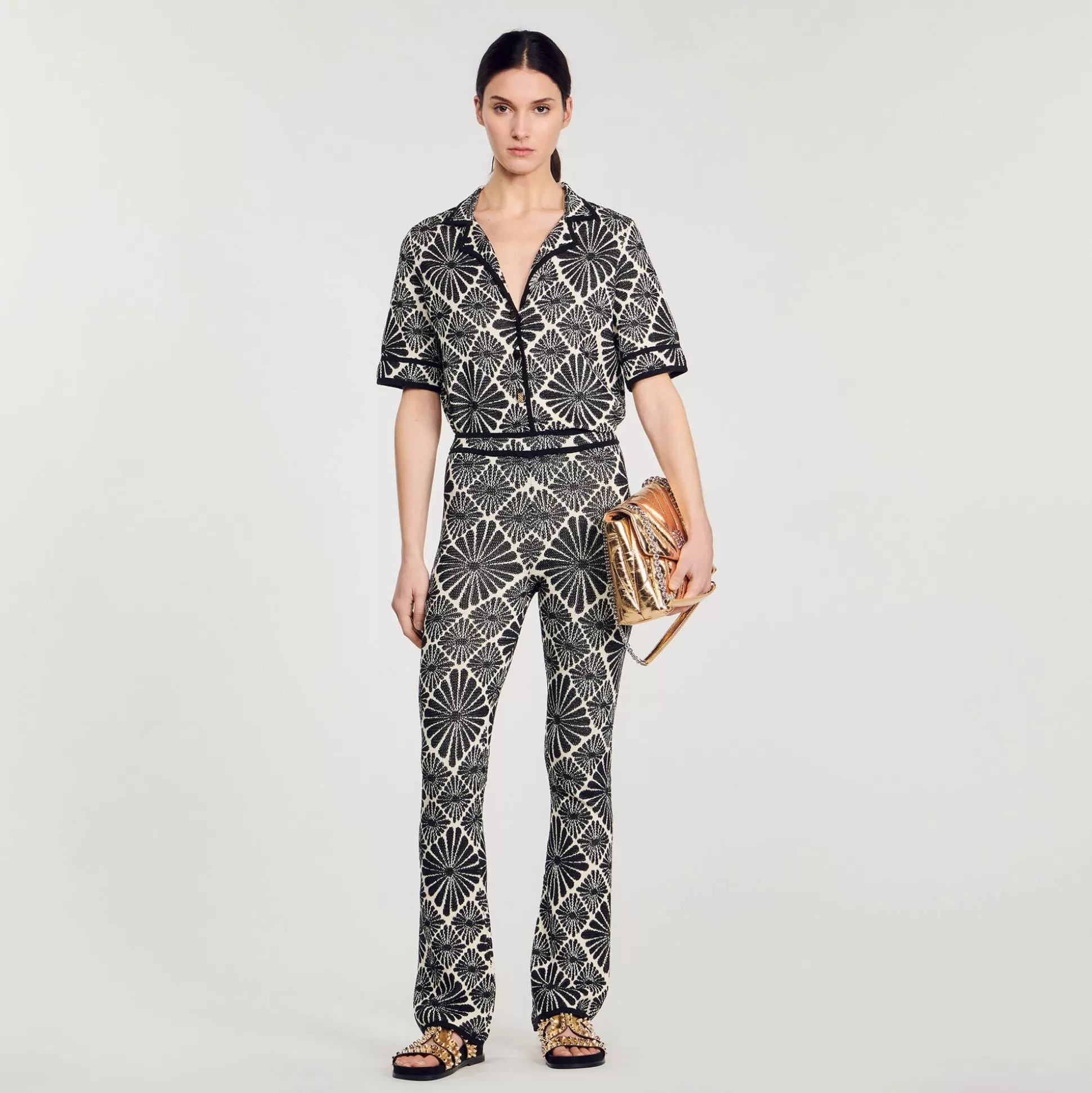 Mujer Sandro Paris Conjuntos<Pantalon De Jacquard Con Flores