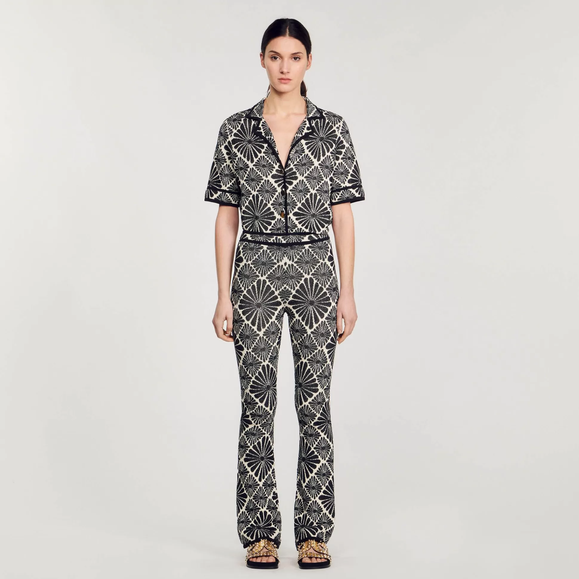 Mujer Sandro Paris Conjuntos<Pantalon De Jacquard Con Flores