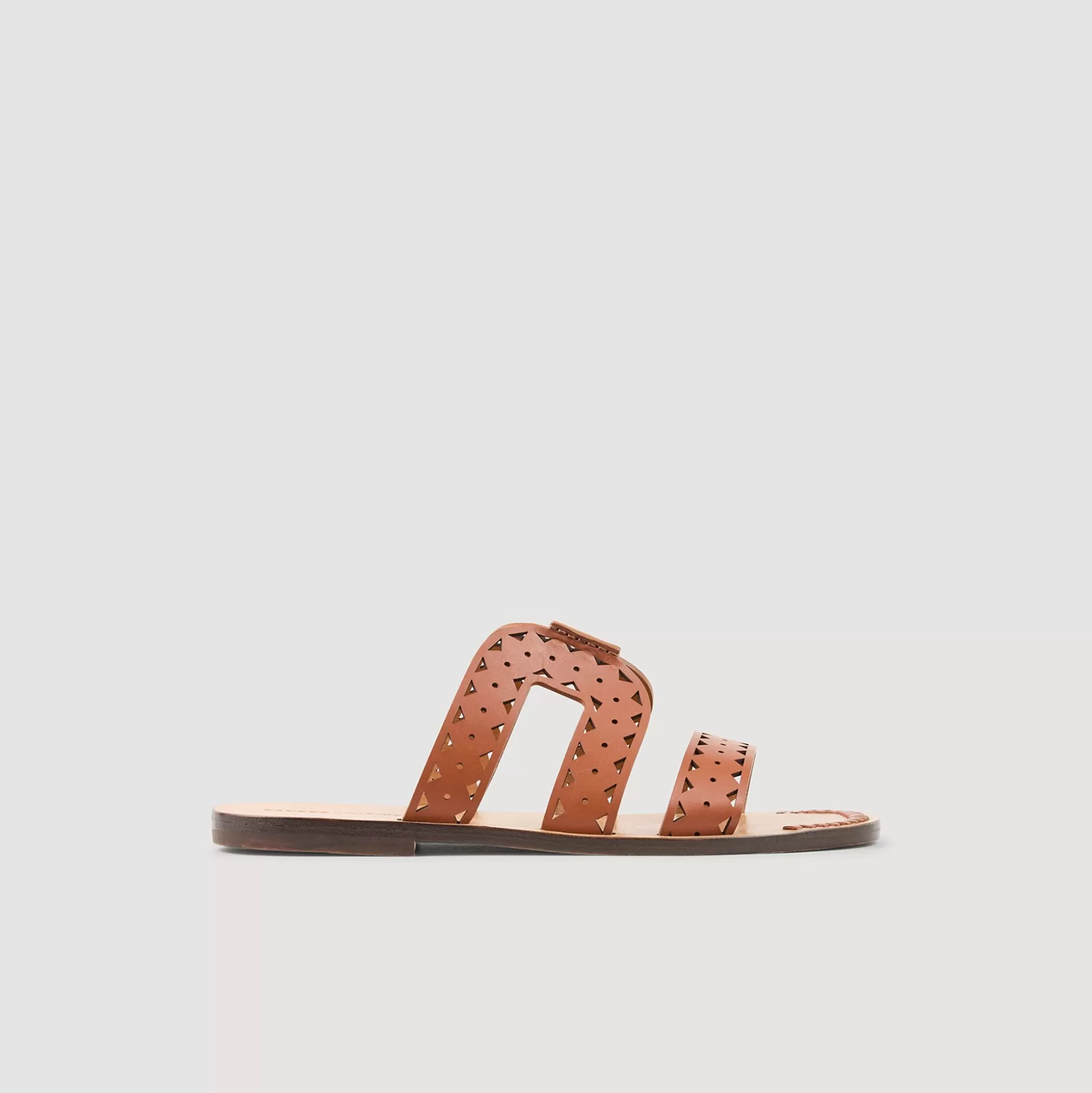 Mujer Sandro Paris Sandalias<Sandalias Planas De Cuero Perforado