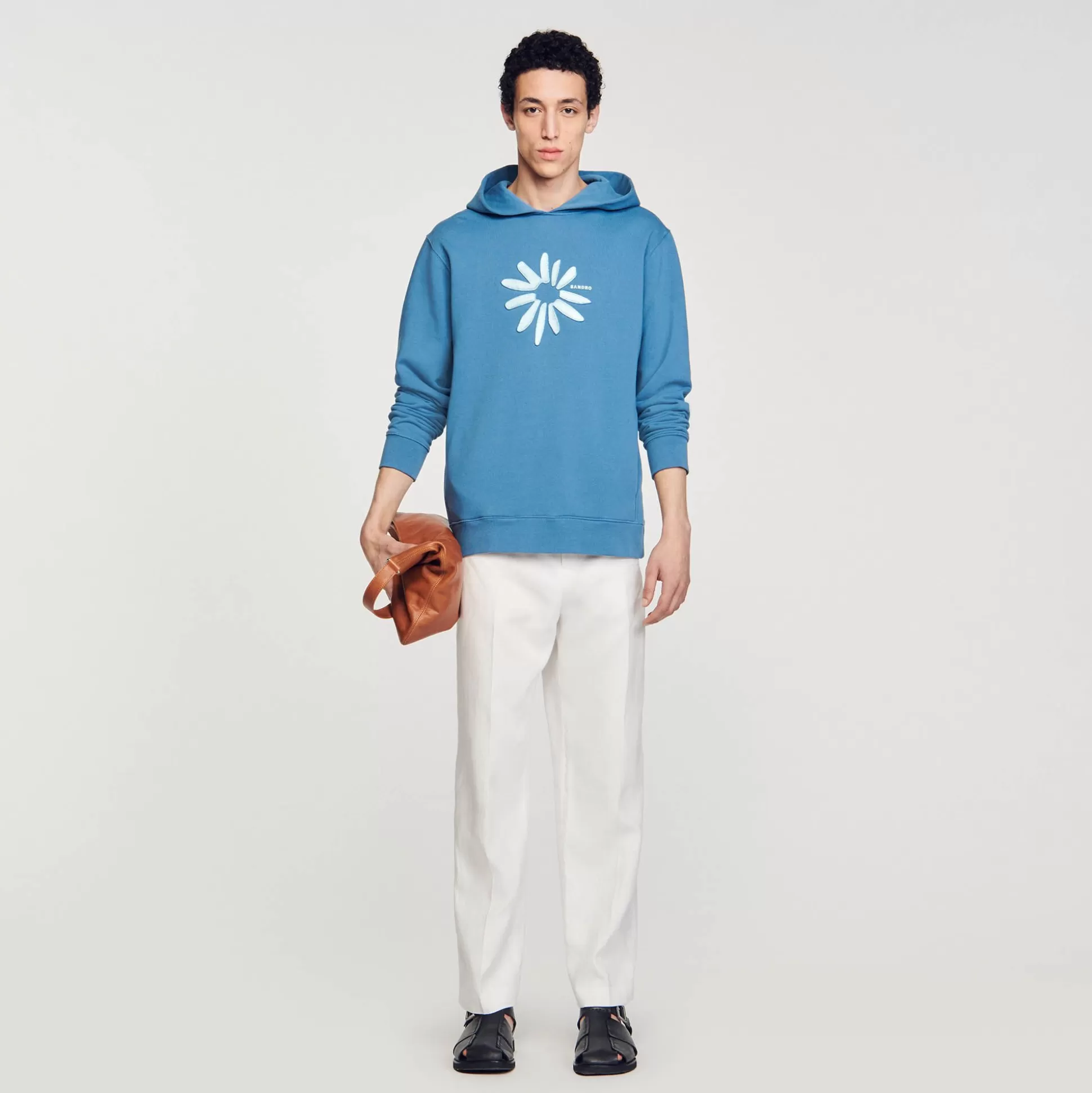 Hombre Sandro Paris Sudaderas & Jogging<Sudadera Con Capucha De Algodon Con Flor