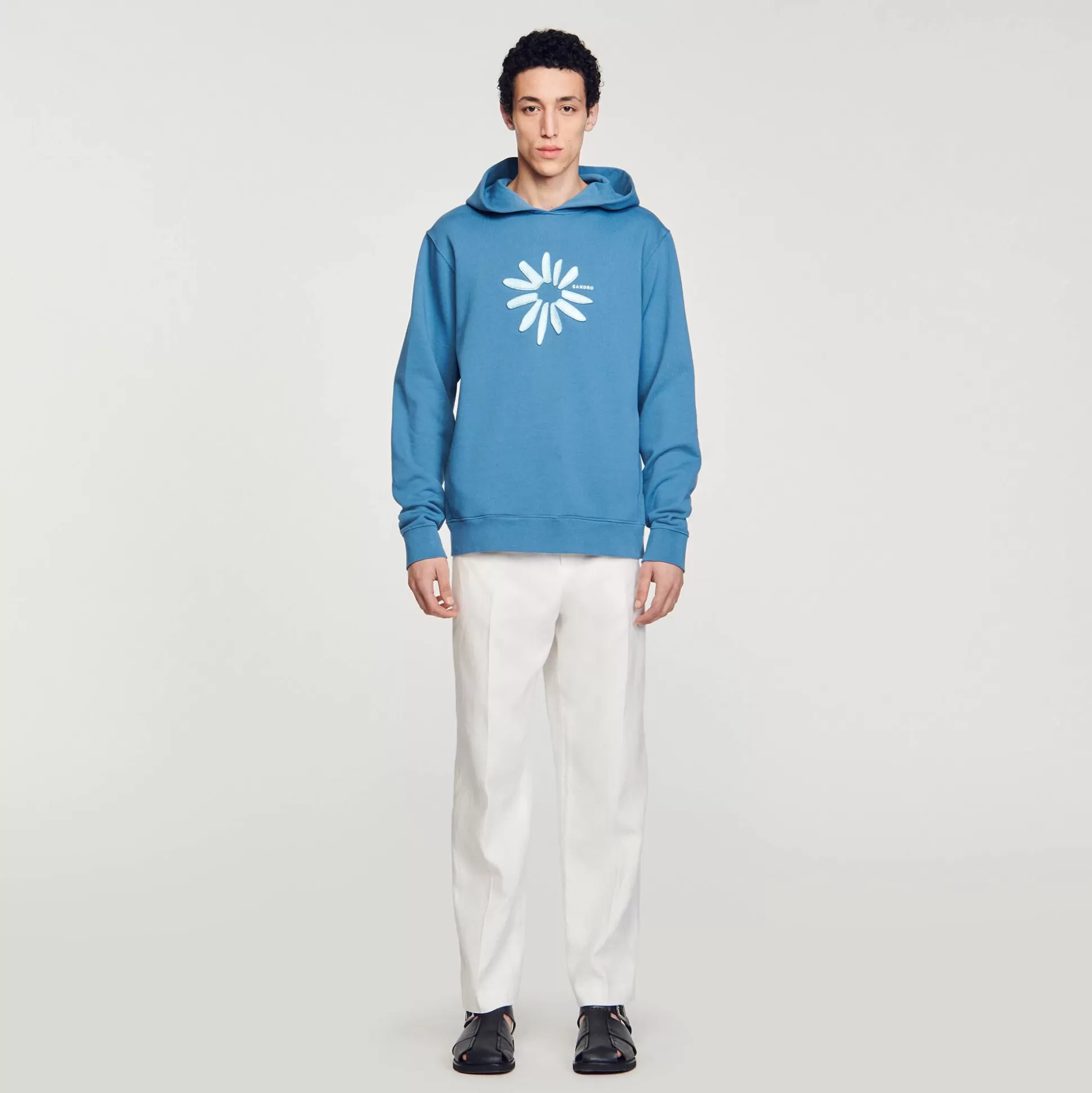 Hombre Sandro Paris Sudaderas & Jogging<Sudadera Con Capucha De Algodon Con Flor