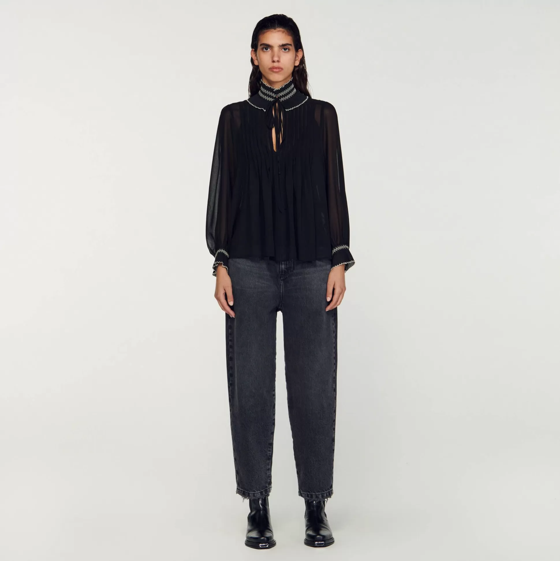 Mujer Sandro Paris Tops & Camisas<Top De Muselina