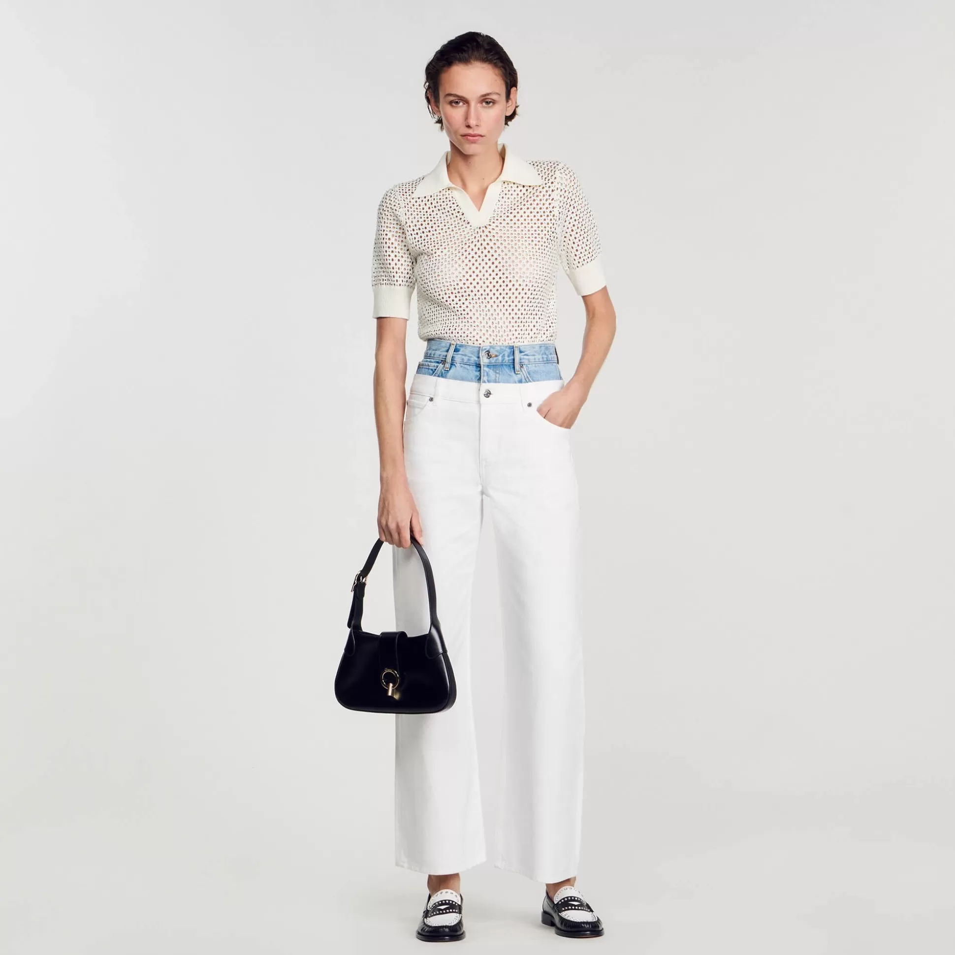 Mujer Sandro Paris Vaqueros<Vaquero Bicolor Con Doble Cintura