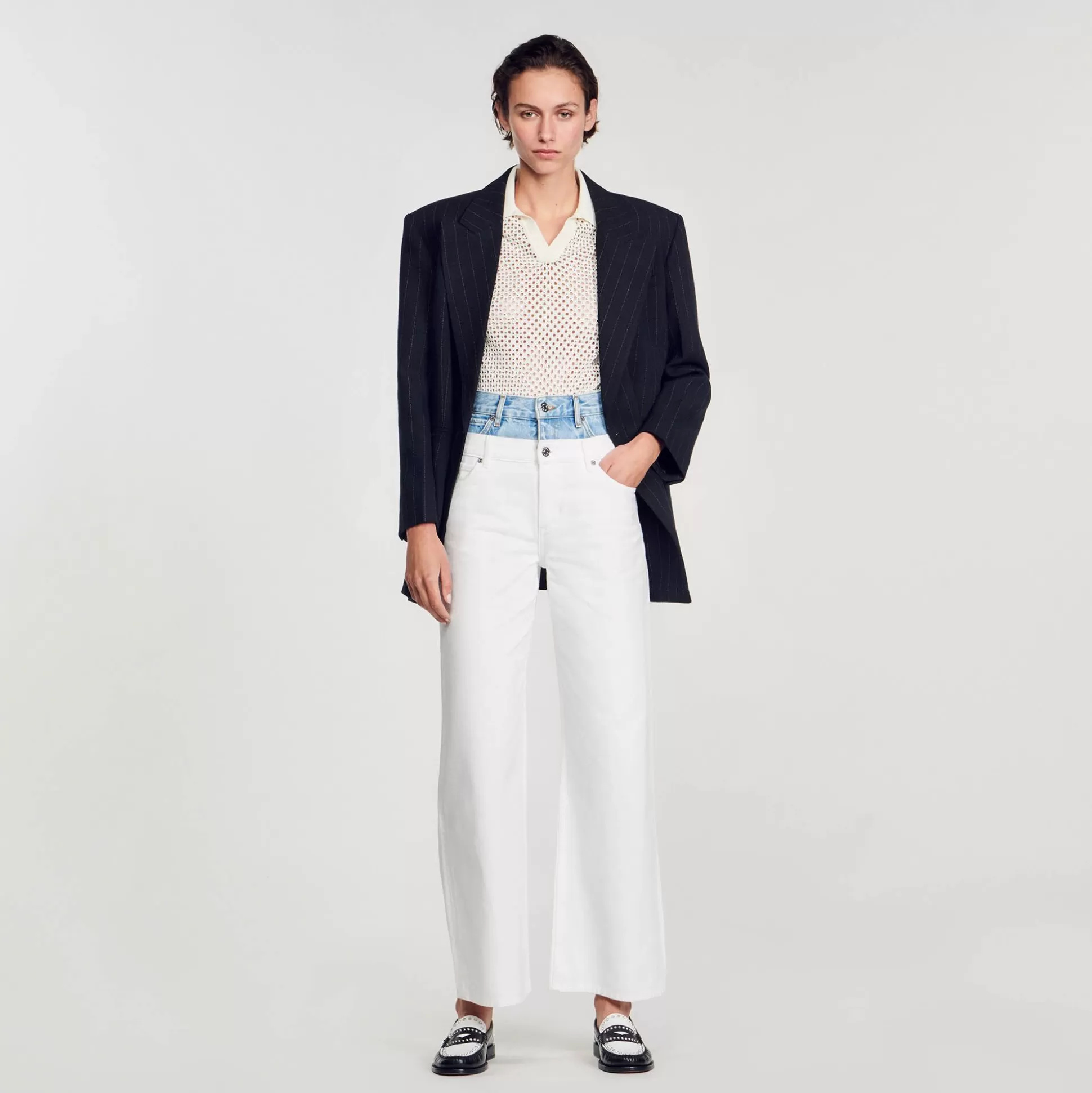 Mujer Sandro Paris Vaqueros<Vaquero Bicolor Con Doble Cintura