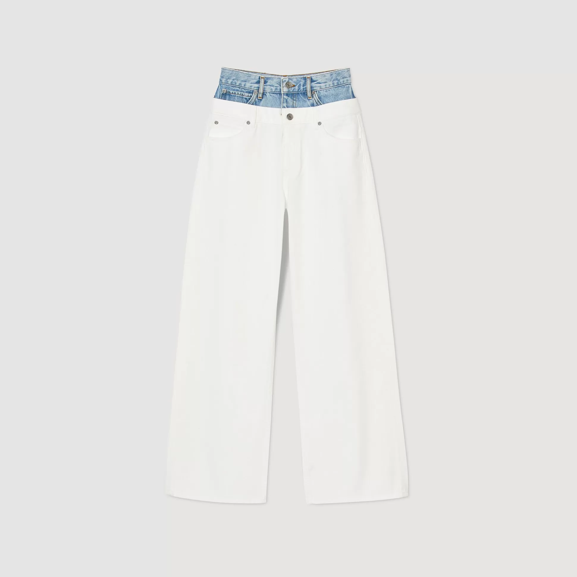 Mujer Sandro Paris Vaqueros<Vaquero Bicolor Con Doble Cintura